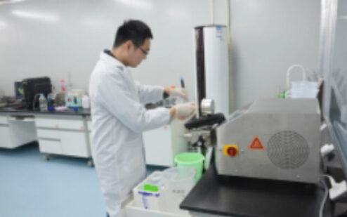 Scientist working at a laboratory bench
