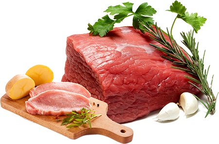 Raw meat with herbs, representing meat species authentication